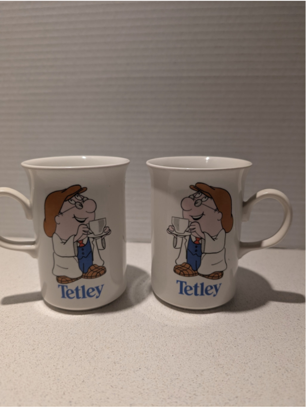 Vintage Tetley Tea Folk Gaffer Mugs Churchill England Set of 2